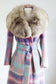 Vintage 1960s to 1970s BEST EVER Mohair Coat - EXCEPTIONAL Icy Pastel Plaid Wool + Arctic Fox Collar & Self Belt Size XS to M