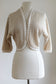 Vintage 1950s Knit Bolero Sweater - Cream w Sparkling Gold Metallic Lurex Honeycomb Knitwear Cardigan Size S to L
