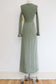 Vintage 1970s Knit Dress - BEAUTIFUL Deadstock w Tags Mermaid Green Silver Lurex Knitwear Gown Very Princess Tiana w Crystal Buttons Size XS to S