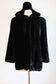 Vintage 1930s Hooded Opera Coat - STUNNING Black Velvet Quilted Cropped Jacket w Hood Size XS to M