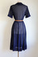 Vintage 1940s Dress - Simple Perfection! Dark Blue Sheer Sculpted Shirtwaist w Celluloid Rhinestone Size M