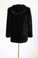 Vintage 1930s Hooded Opera Coat - STUNNING Black Velvet Quilted Cropped Jacket w Hood Size XS to M