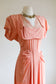 Vintage 1940s Rayon + Lace Dress - SEXY-SWEET Draped + Lingerie Details Peach Pink Cocktail Dress Size M