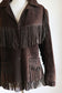 Vintage 1960s - 1970s Leather Fringed Jacket - Deep Espresso Buttery Suede w Loads of Fringe Size S to M