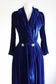 Vintage 1940s Velvet Hostess Coat - STUNNING Sapphire Blue Full-Length Wrap Designer Robe Size S to M