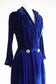 Vintage 1940s Velvet Hostess Coat - STUNNING Sapphire Blue Full-Length Wrap Designer Robe Size S to M