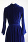 Vintage 1940s Velvet Hostess Coat - STUNNING Sapphire Blue Full-Length Wrap Designer Robe Size S to M