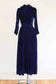 Vintage 1940s Velvet Hostess Coat - STUNNING Sapphire Blue Full-Length Wrap Designer Robe Size S to M