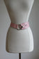 BELTOPIA! Vintage 1980s does 1950s Pastel Pink Belt - Wide Contour Cincher w Heavy Chrome Hardware Size L
