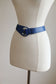 BELTOPIA! Vintage 1950s Cobalt Blue Belt - Wide Leather Calderon Cincher w Wicked Silver C-Hook Hardware Size M to L