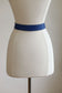 BELTOPIA! Vintage 1950s Cobalt Blue Belt - Wide Leather Calderon Cincher w Wicked Silver C-Hook Hardware Size M to L