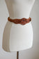 BELTOPIA! Vintage 1940s - 1950s Tooled Western Kidney Belt - Tan Rose + Rare Double Brass Buckle Cincher Size XS to M