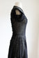 Vintage Crochet Dress - Rare Jet Black Hand-Made Irish-Style Crochet Knit w Spiderweb Motif Size XS to S