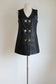 Vintage 1960s Designer Leather Dress - Mod Space Age German Black Princess Mini Brass Turnlocks Size S to M