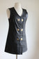Vintage 1960s Designer Leather Dress - Mod Space Age German Black Princess Mini Brass Turnlocks Size S to M