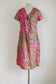 Vintage Early 1960s Dress - Dazzling Lime Green + Hot Pink Silk Cocktail w Sequins Size M to L