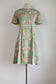 Vintage 1960s Dress - Beautiful Jadeite Green Mod J. Manes Art Nouveau Tulip Princess Cocktail Sheath w Roses Size L