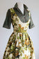 Vintage 1960s Tapestry Dress - Luxuriant Golden Rose Print Cotton Scoop-Neck Jumper Size S to M
