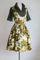 Vintage 1960s Tapestry Dress - Luxuriant Golden Rose Print Cotton Scoop-Neck Jumper Size S to M