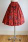 Vintage 1950s Novelty Skirt - Fierce Red Black Blue Yellow Batik Style Cotton Bird Print Size M to L