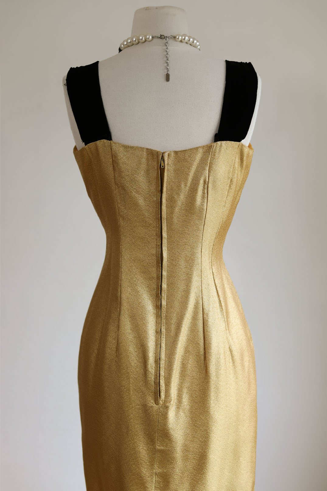 Vintage 1950s to 1960s Gold Lurex Dress - Sexy Jackie Morgan Sculpted   Jumblelaya Vintage