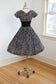 Vintage 1950s Party Dress - Darling Black White Dalmatian Spotted Cotton w Full Skirt Size XS
