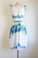 Vintage 1980s Dress - Royal Hawaiian Creations Crisp White Cobalt Green Sundress Size M - L
