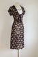 Vintage Style 1940s Dress - Y2K Era Bettie Page Las Vegas Discontinued Novelty Print Bow Chiffon Size M