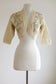 Vintage 1950s Knit Bolero Sweater - Cream w Sparkling Gold Metallic Lurex Vines Knitwear Cardigan Size S to L