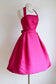 Vintage 1950s Dress - Superb Glowing Shocking Pink Silk Designer Mollie Stone Party Dress Size XS to S