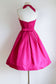 Vintage 1950s Dress - Superb Glowing Shocking Pink Silk Designer Mollie Stone Party Dress Size XS to S