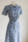 Vintage 1940s Dress - Rare WW2 Deadstock w Tags Delphite Blue Rayon Shirtwaist + Deco Belt Size XS