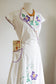 Vintage 1930s to 1940s Dress - Hand-Embroidered Cotton Hooverette Wrap Chore Sundress Size XS - L