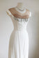 Vintage 1950s Peggy Hunt Dress - Rhinestones! White Illusion Bust Sculpted Wiggle Cocktail Dress Size S