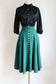 Vintage Late 1940s Skirt - Pine Green High Waist Rayon Butcher Linen w 27 Celluloid Buttons! Size XS to S