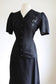 Vintage 1930s to 1940s Dress Set - Black Rayon w Sequin "Bow" + Novelty Celluloid Buttons Blouse Skirt Suit Size S