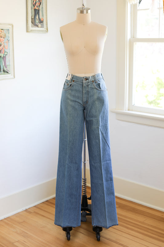 1970s Deadstock Flare Jeans - Vintage 70s Big Smith LIGHTNING BOLT Denim Cotton Wide Leg Pants - W28, 29, 31, 32: Choose Your Size