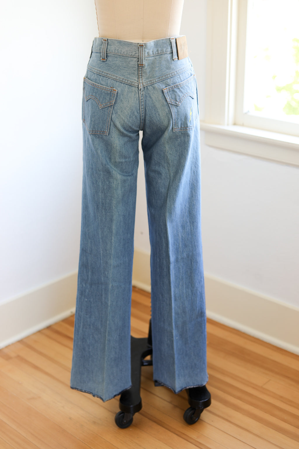 1970s Deadstock Flare Jeans - Vintage 70s Big Smith LIGHTNING BOLT Denim Cotton Wide Leg Pants - W28, 29, 31, 32: Choose Your Size