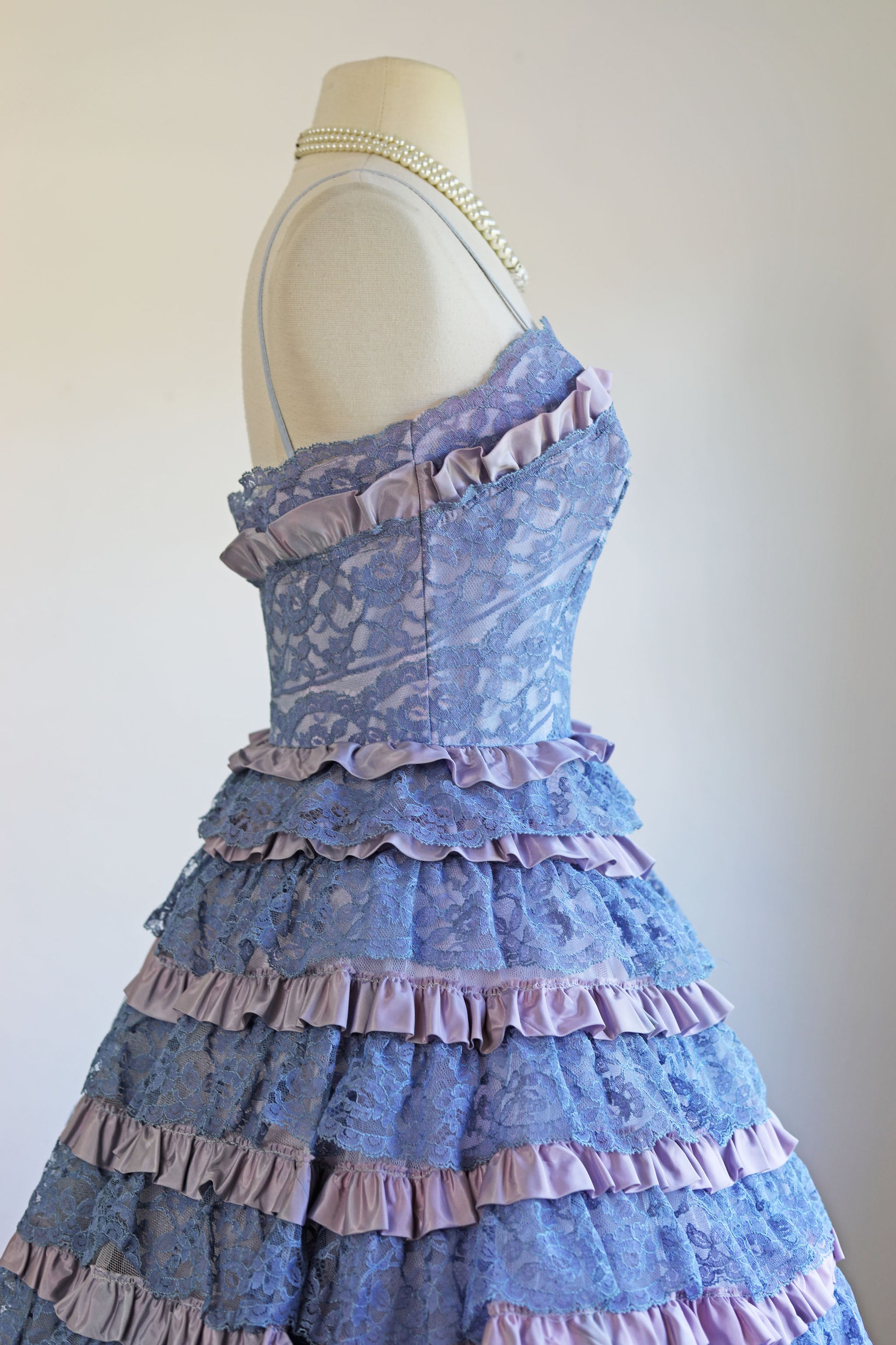 Vintage 1950s Dress - Magnificent French Blue + Orchid Lace Cotillion Jumblelaya Vintage Vintage 1950s Dress - Magnificent French Blue + Orchid Lace Cotillion Jumblelaya Vintage