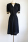 Vintage 1930s to 1940s Dress - Volup! Black Rayon Mesh Summer Goth Shirtwaist w Celluloid Buttons Size L to XL