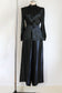 Vintage 1930s to 1940s Wide Leg Pajama Set - NOS! Glossy Black Satin w Gold Bowtie Jacket Palazzo Pants Size M to L