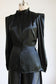 Vintage 1930s to 1940s Wide Leg Pajama Set - NOS! Glossy Black Satin w Gold Bowtie Jacket Palazzo Pants Size M to L
