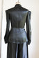 Vintage 1930s to 1940s Wide Leg Pajama Set - NOS! Glossy Black Satin w Gold Bowtie Jacket Palazzo Pants Size M to L
