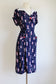 Vintage 1940s Dress - Volup! Navy Red Pink Geometric Novelty Bubble Print w Big Pockets Size L to XL