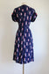 Vintage 1940s Dress - Volup! Navy Red Pink Geometric Novelty Bubble Print w Big Pockets Size L to XL