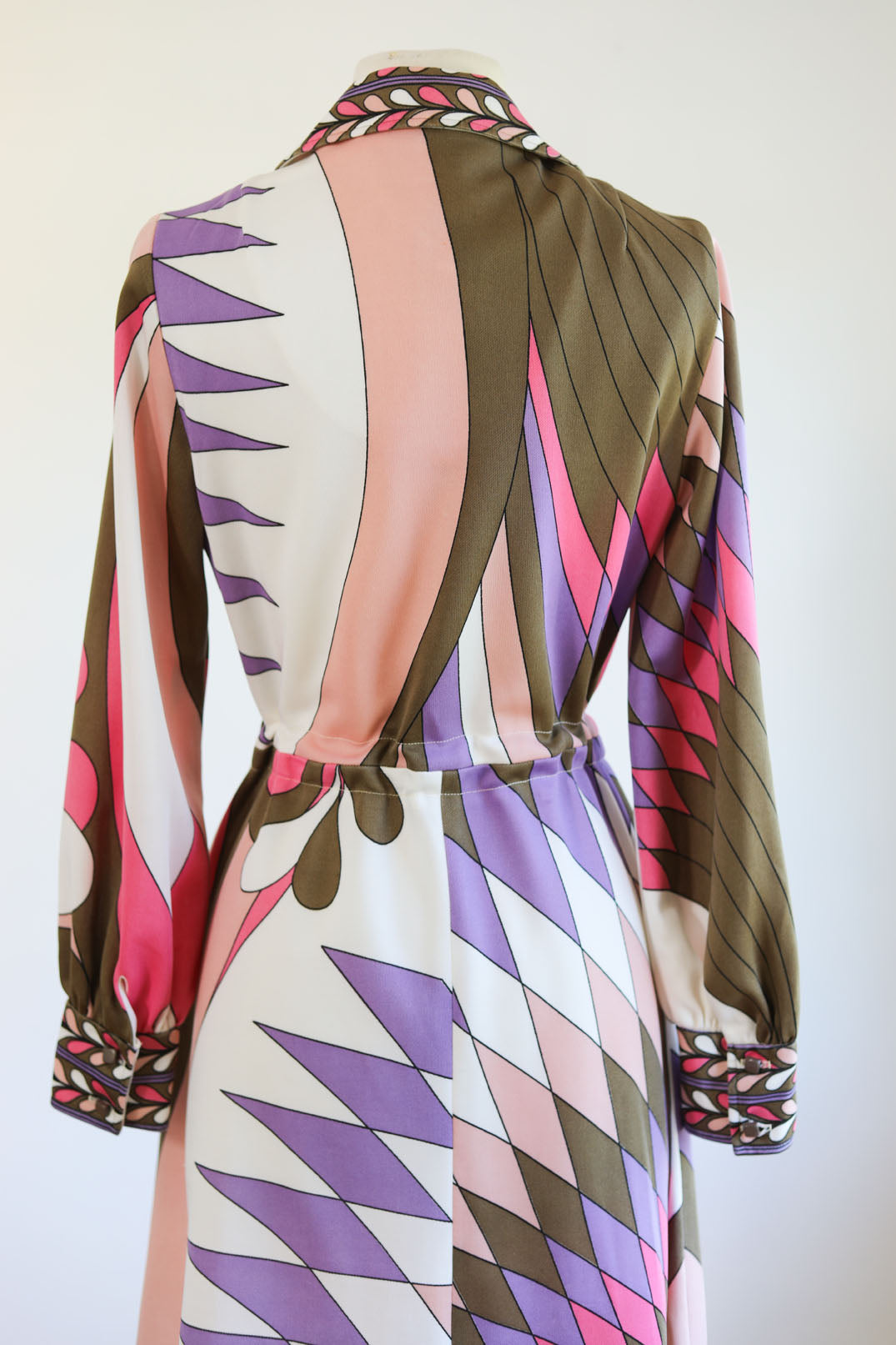 Vintage 1960s Dress - Pucci Style Bernardo Designer Geometric Pastel Jersey Coat Dress Size M to L