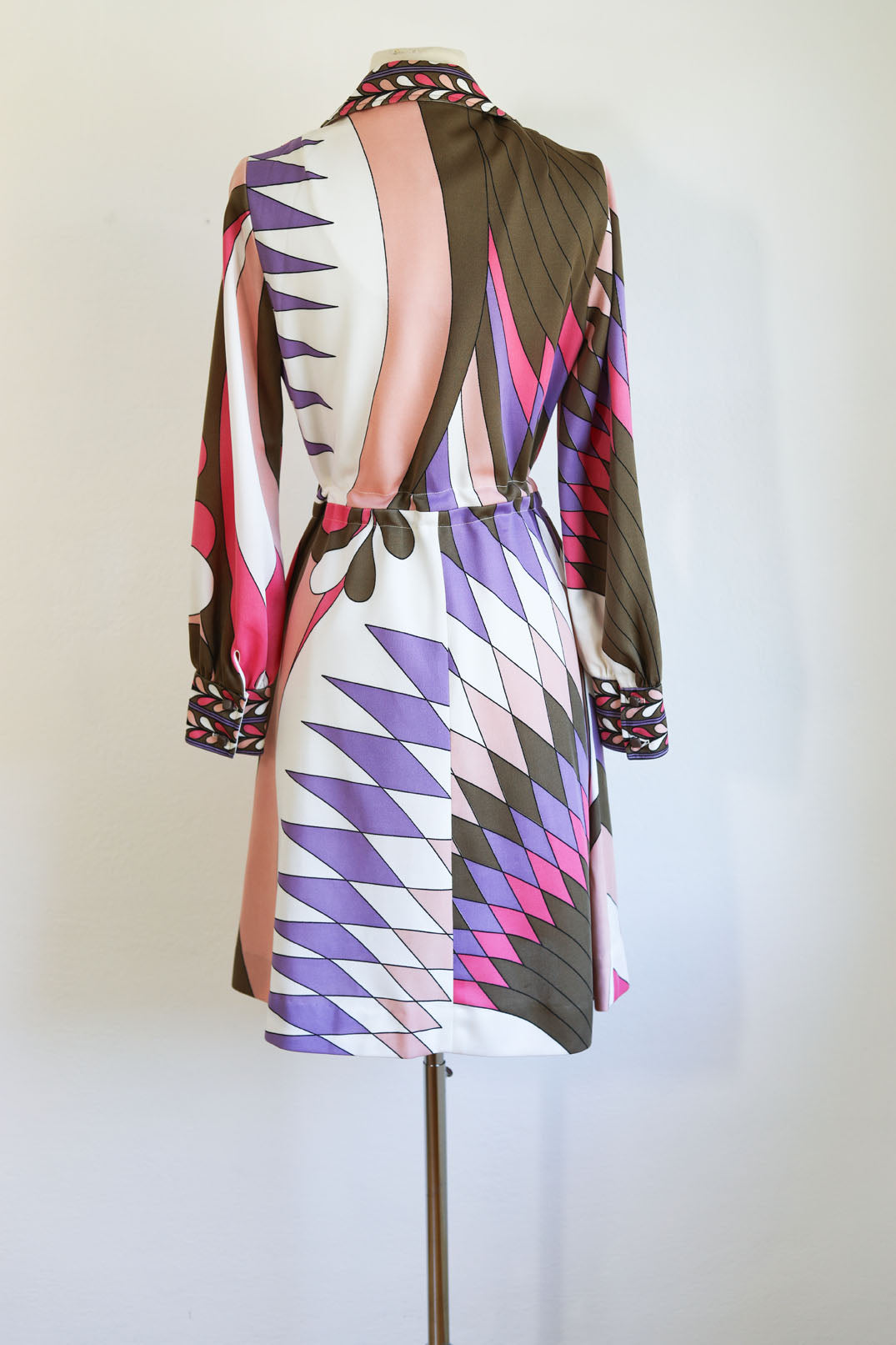 Vintage 1960s Dress - Pucci Style Bernardo Designer Geometric Pastel Jersey Coat Dress Size M to L