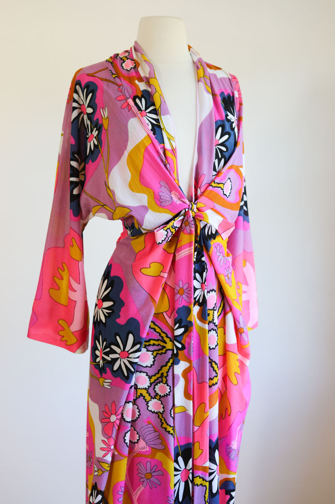 Vintage 1960s Loungewear Dress - Mod Psychedelic Hollywood Vasarrette Lounging Kaftan Size XS to L