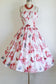 Vintage 1950s Dress - Rare + Amazing Tropical/Hawaiian Butterfly + Pine + Bamboo Novelty Print Pink Red Cotton Sundress Size XS to S