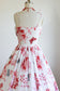 Vintage 1950s Dress - Rare + Amazing Tropical/Hawaiian Butterfly + Pine + Bamboo Novelty Print Pink Red Cotton Sundress Size XS to S